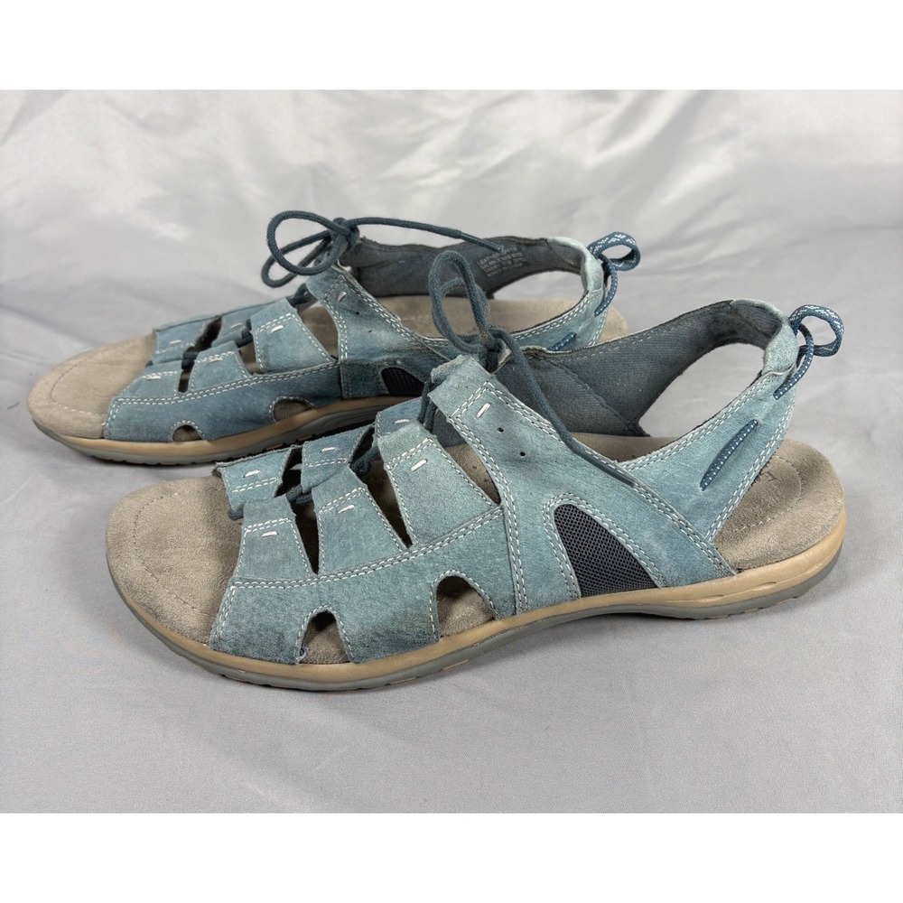 Earth Origins Sassy Blue Leather Fisherman Gladiator Sandals Womens 11W Boho